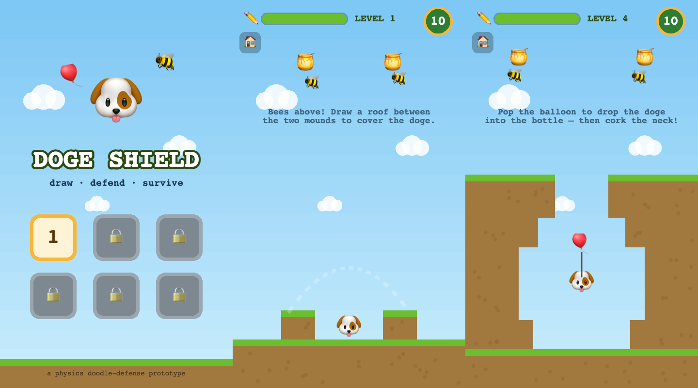 Doge Shield - Draw-to-defend physics puzzle game