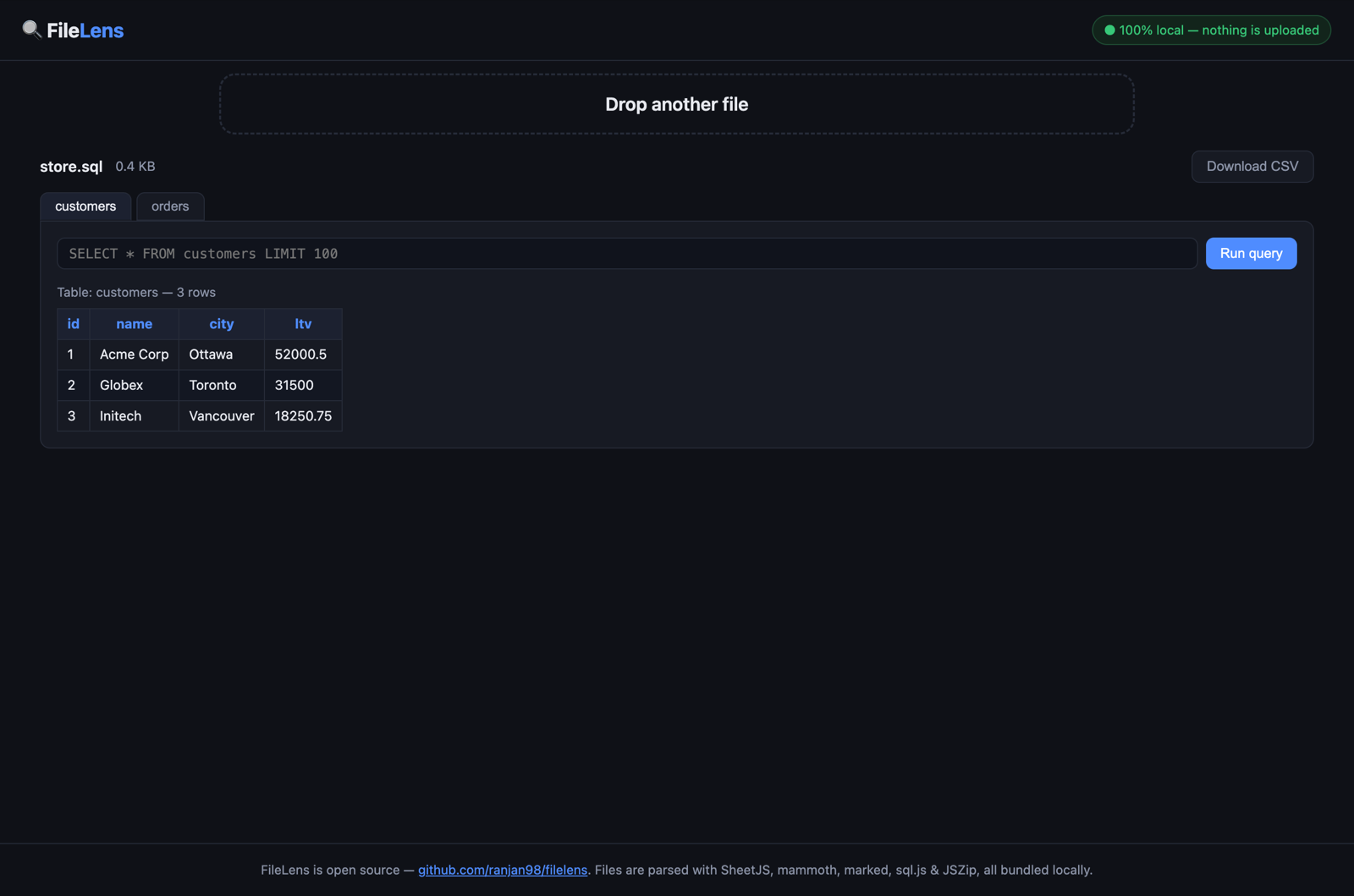 FileLens - view any file locally in the browser