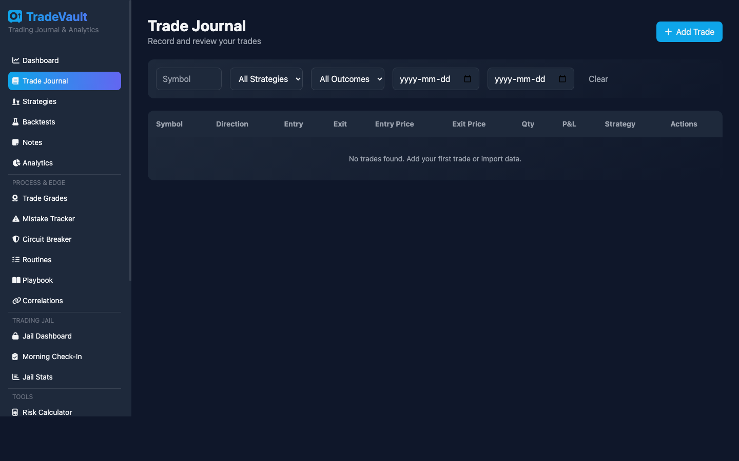 TradeVault - Trade Journal