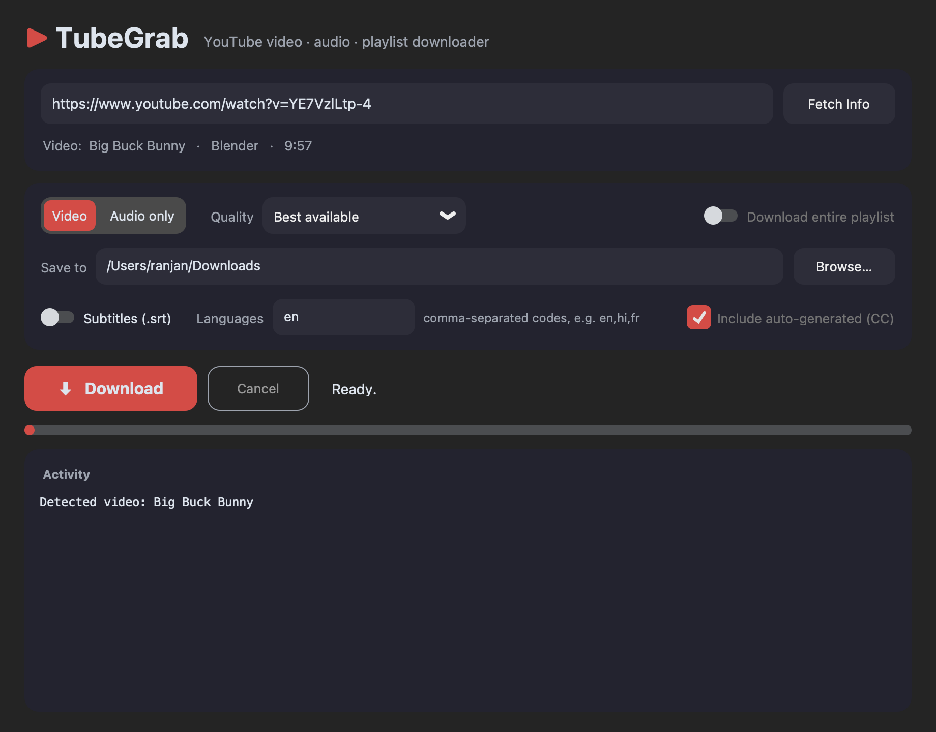 TubeGrab - Video info fetched