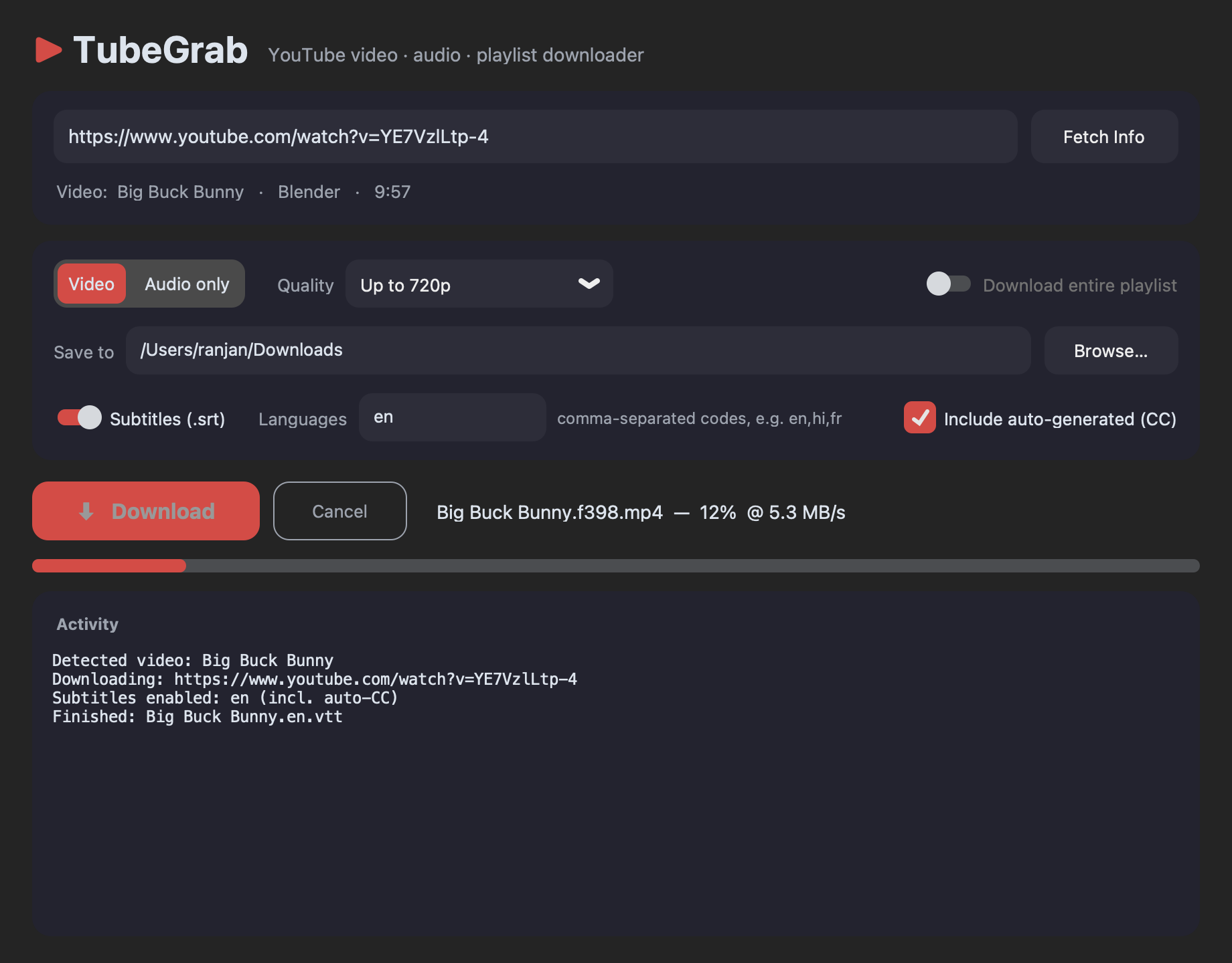 TubeGrab - YouTube video, audio & playlist downloader